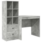 vidaXL Bureau avec tiroir avec étagère avec stockage 2 Pièces Gris béton