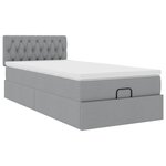 vidaXL Lit ottoman avec matelas gris clair 90x200 cm tissu