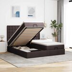 VidaXL Cadre de lit ottoman avec matelas marron foncé 180x200 cm tissu