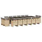 vidaXL Ensemble à manger de jardin et coussins 17 Pièces mélange beige
