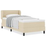 vidaXL Lit avec sommier à ressort et matelas Crème 100x200 cm Tissu