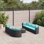 vidaXL Salon de jardin 9 Pièces avec coussins noir résine tressée
