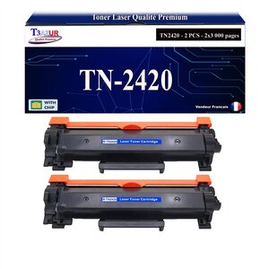 T3AZUR - 2x Toners compatibles avec Brother TN2420  TN2410 pour Brother MFC-L2710DN  MFC-L2710DW  MFC-L2712DN  MFC-L2712DW  MFC-L2713DW  MFC-L2715DW  MFC-L2730DW  MFC-L2732DW  MFC-L2735DW  MFC-L2750DW - 3 000 pages
