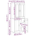 vidaXL Haut Armoire 2 Pièces Chêne noir Bois d'ingénierie