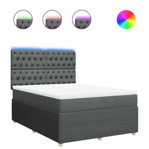 vidaXL Sommier à lattes de lit avec matelas Gris foncé 140x200cm Tissu