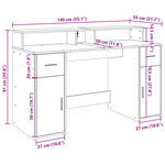 vidaXL Bureau avec lumières LED chêne artisanal bois d'ingénierie