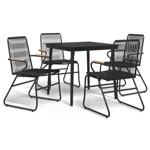 vidaXL Ensemble à manger de jardin 5 Pièces Noir Rotin PVC