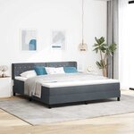 vidaXL Lit Box Spring avec Matelas gris foncé 180x200 cm en Velours