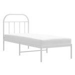 vidaXL Cadre de lit métal sans matelas avec tête de lit blanc 75x190cm
