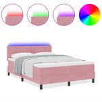 Lit à ressort vidaXL avec matelas et LED rose 140x190 cm velours