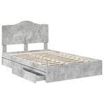 vidaXL Cadre de lit Gris béton 135 x 190 cm Bois d'ingénierie
