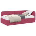 vidaXL Cadre de lit d'angle avec matelas Bordeaux 90 x 200 cm Velours