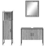vidaXL Ensemble d'armoires de salle de bain 3 Pièces sonoma gris