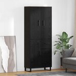 vidaXL Haut Armoire 2 Pièces Chêne noir Bois Aggloméré et Verre