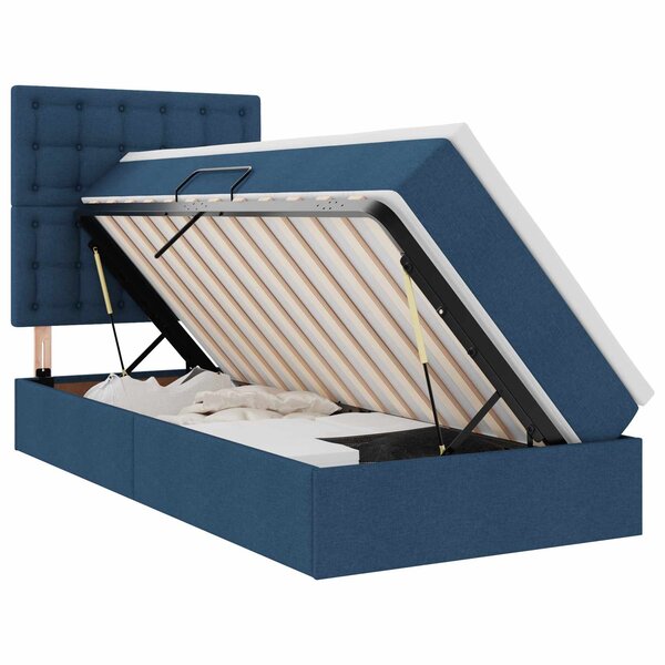 vidaXL Lit avec rangement et matelas Bleu 90 x 200 cm tissu