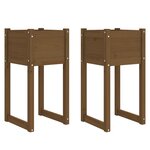 vidaXL Jardinières 2 Pièces Marron miel 40x40x81 cm Bois massif de pin