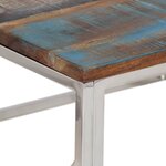 vidaXL Table basse argenté inox et bois de récupération massif