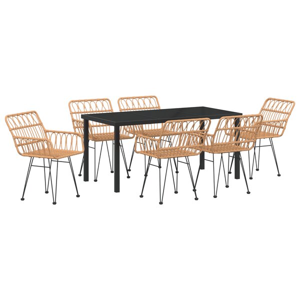 vidaXL Ensemble de Salle à Manger de Jardin en Rattan Poly Brown