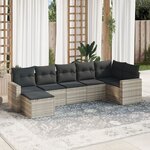 vidaXL Salon de jardin avec coussins 7 Pièces gris clair résine tressée