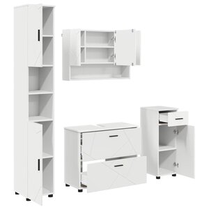 vidaXL Ensemble de mobilier de salle de bain avec tiroir 4 Pièces Blanc