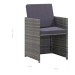 vidaXL Salon de jardin 9 Pièces avec coussins Résine tressée Anthracite