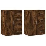 vidaXL Buffets 2 Pièces chêne fumé 59x39x80 cm bois d'ingénierie