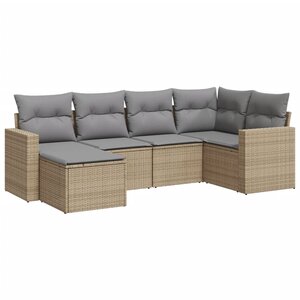 vidaXL Salon de jardin avec coussins 6 Pièces beige résine tressée
