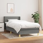 vidaXL Sommier à lattes de lit avec matelas Gris foncé 100x200cm Tissu