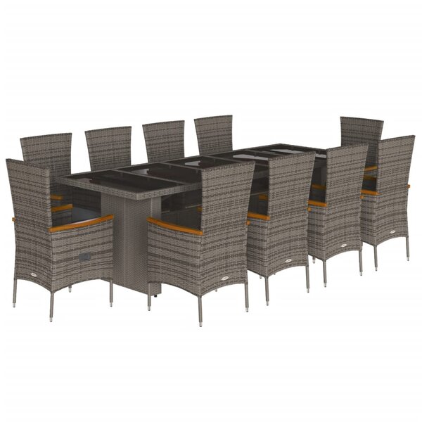 vidaXL Ensemble à manger de jardin 11Pièces avec coussins gris poly rotin