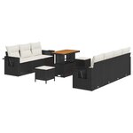 vidaXL Ensemble de canapé de jardin avec coussin 10 Pièces Noir et crème