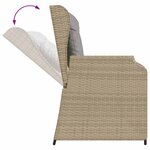 vidaXL Banc de jardin avec coussin Beige Poly rotin