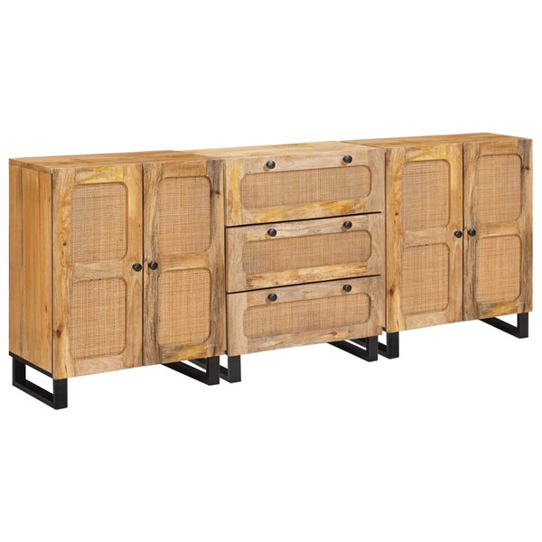 vidaXL Buffet 3 Pièces Marron 180 x 33 x 75 cm Bois de mangue massif