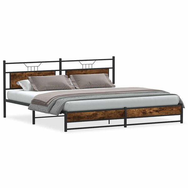 vidaXL Cadre de lit en métal sans matelas chêne fumé 193x201 cm