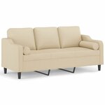 vidaXL Canapé 3 places avec oreillers décoratifs crème 180 cm tissu