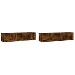 vidaXL Armoires murales 2Pièces chêne fumé 75x18x16 5cm bois d'ingénierie