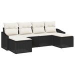 vidaXL Ensemble de canapé de jardin 6 pièces avec coussins noir en poly rattan