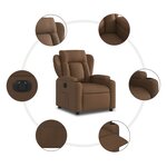 vidaXL Fauteuil inclinable électrique Marron Tissu