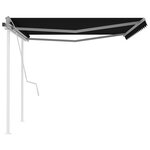 vidaXL Auvent manuel rétractable avec poteaux 4 5x3 5 m Anthracite