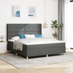 vidaXL Lit à ressort avec Matelas & LED Gris Foncé 180x200 cm Tissu