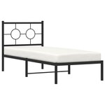 vidaXL Cadre de lit métal avec tête de lit noir 75x190 cm