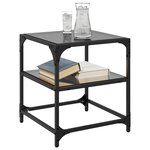 vidaXL Tables basses avec dessus en verre noir 2 Pièces 40x40x45 cm acier