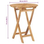 vidaXL Table pliable de jardin Ø 60 cm Bois de teck solide