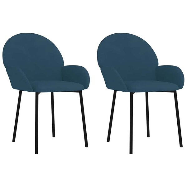 vidaXL Chaises à manger lot de 2 Bleu Velours