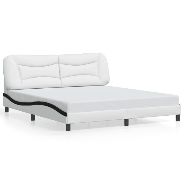 vidaXL Cadre de lit sans matelas Hvar blanc et noir 180x200 cm similicuir