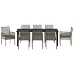 vidaXL Ensemble de Salle à Manger de Jardin de 9 Pièces avec Coussins en Poly Rattan Gris