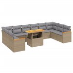 vidaXL Salon de jardin 11 Pièces avec coussins beige résine tressée