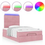 vidaXL Cadre de lit ottoman avec matelas rose 120x200 cm velours