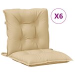 vidaXL Coussins de chaise à dossier bas lot de 6 beige mélangé tissu