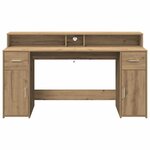 vidaXL Bureau avec lumières LED chêne artisanal bois d'ingénierie