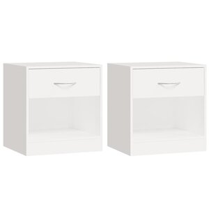 vidaXL Table de chevet 2 Pièces avec tiroir Blanc
